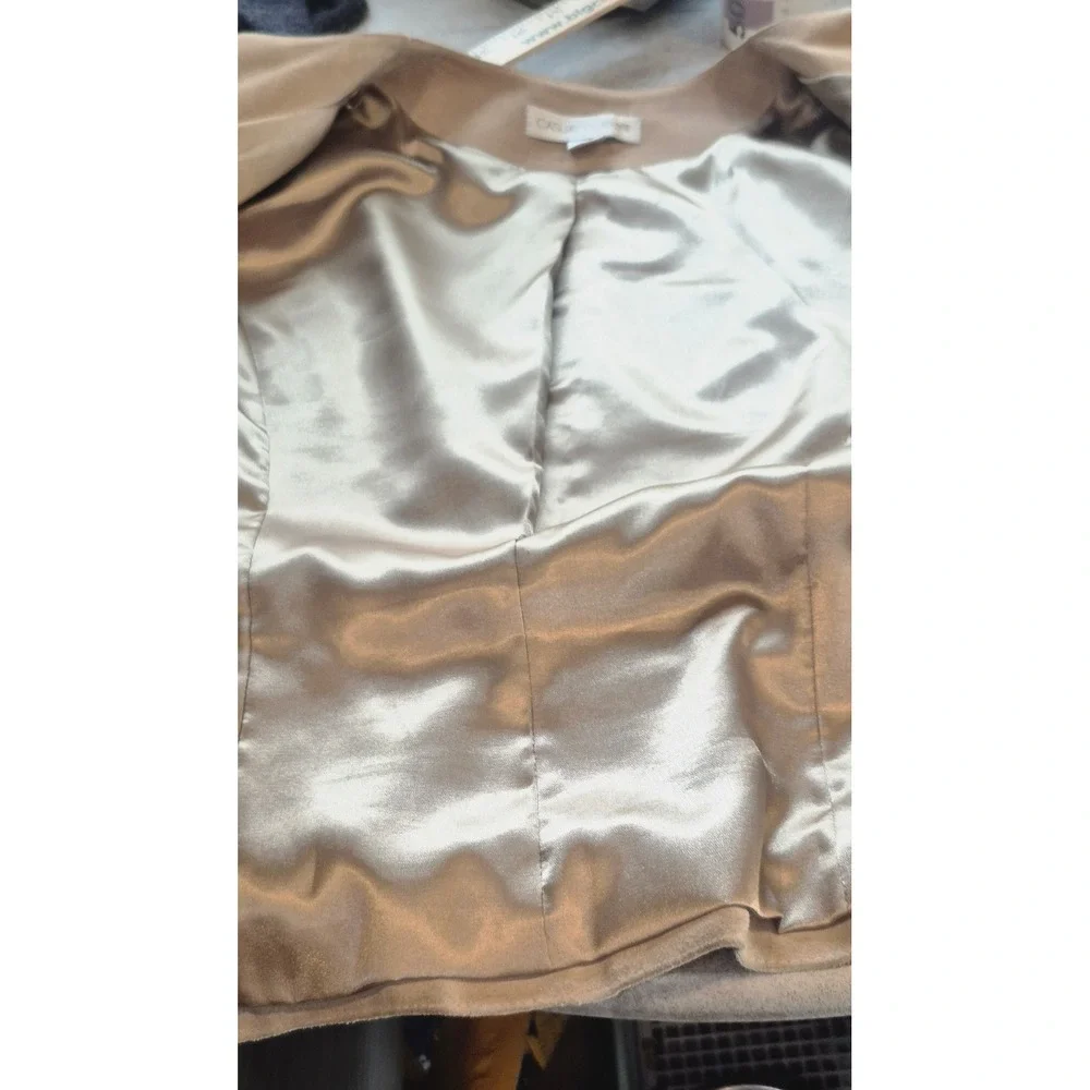 Vintage Y2K Retro Taupe Suede Leather Jacket Quiet Luxury Old Money Minimalist M